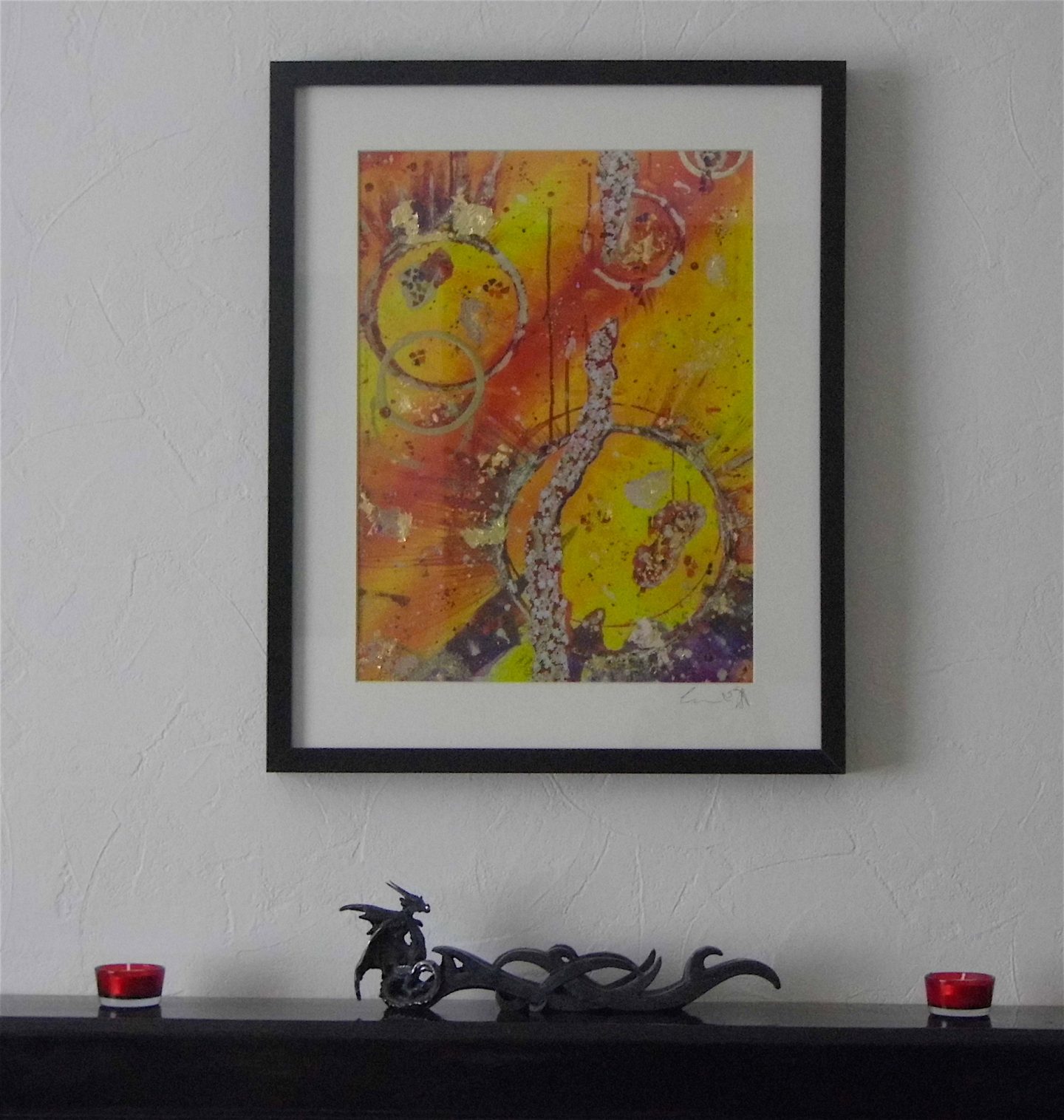 red yellow gold abstract limited edition print emerald dunne art framed