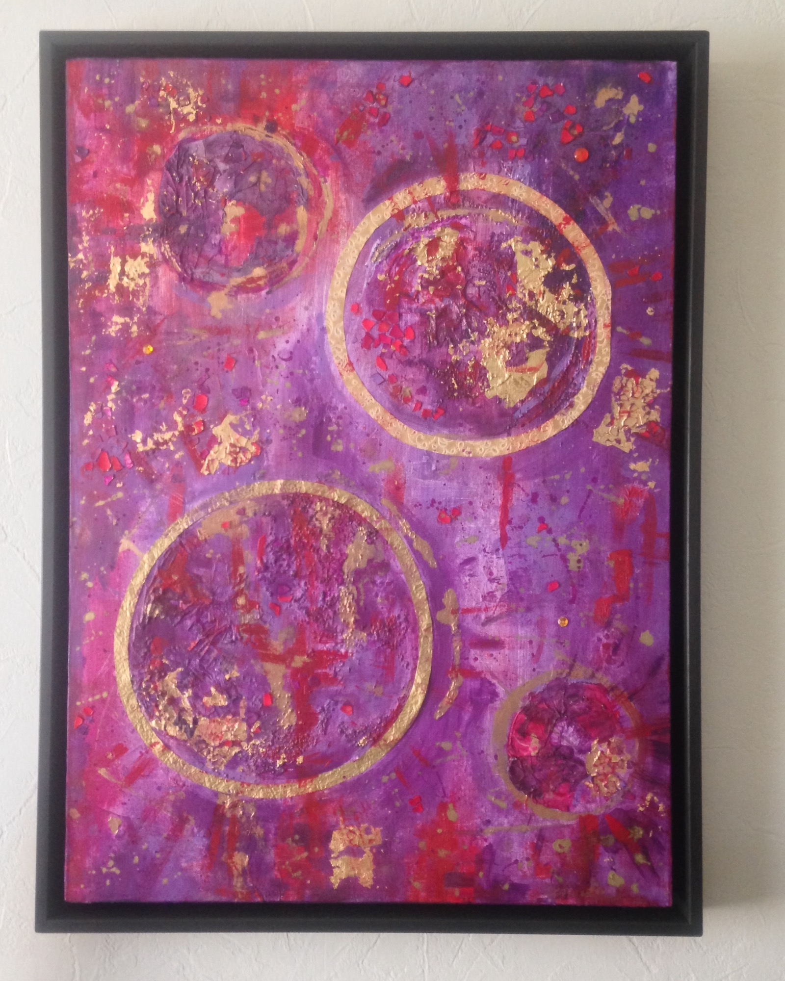 purplegoldabstractpaintingframedemeralddunneart Emerald Dunne Art